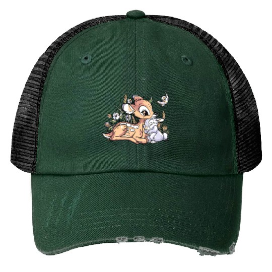 Cute Disney Bambi And Thumper Retro Vintage Trucker Hats, Magic Kingdom Holiday Trip Trucker Hats