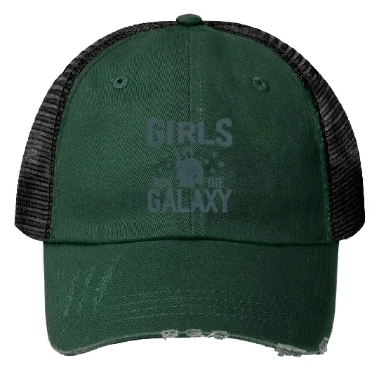 Vintage Star Wars Princess Leia Girls Run The Galaxy Trucker Hats, Disney Star Wars Trucker Hats