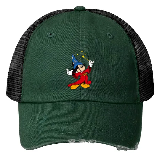 Disney Fantasia Sorcerer Mickey Mouse Magic Wizard  Trucker Hats, Fantasmic Disney Trucker Hats