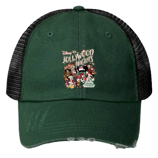 Vintage Disney Jollywood Nights Christmas Trucker Hats, Hollywood Studios Christmas