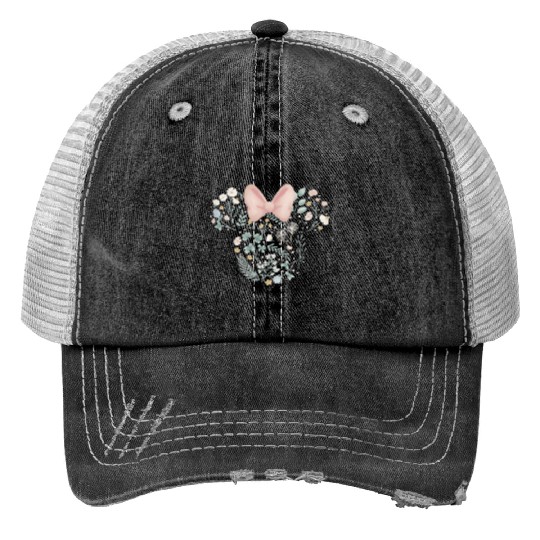 Womens Disney Minnie Mouse Icon Spring Flowers VNeck Trucker Hats