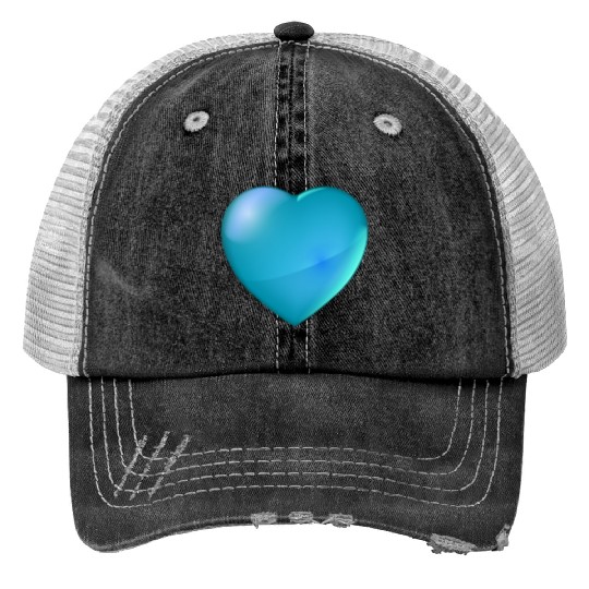 Big heart, aqua blue Trucker Hats