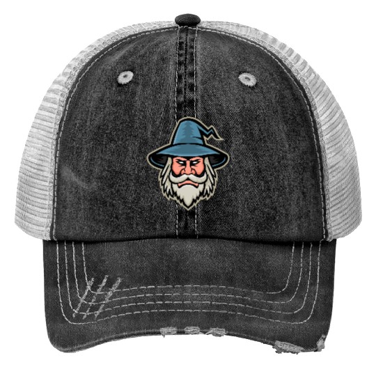 Wizard Head Mascot Trucker Hats