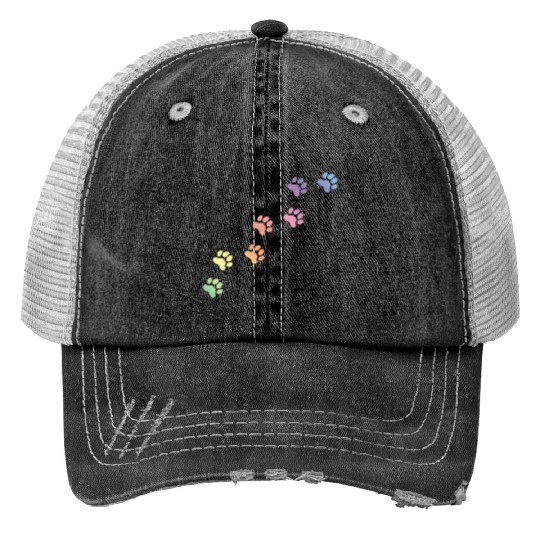 Rainbow Dog tracks, dog footprint, dog paw, dog Trucker Hats