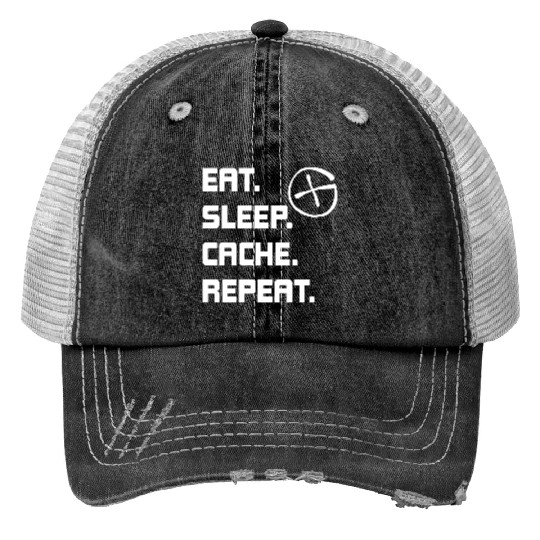 eat sleep repeat Geocaching Trucker Hats Gift