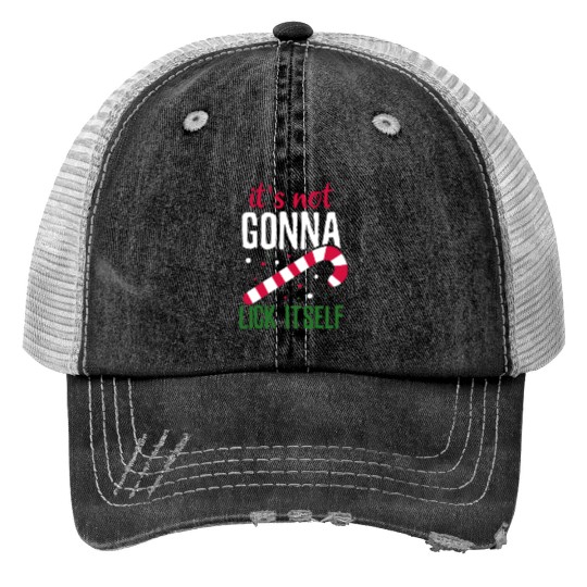 Funny candy cane christmas market humor Trucker Hats