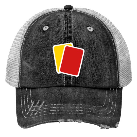 Red yellow card Trucker Hats