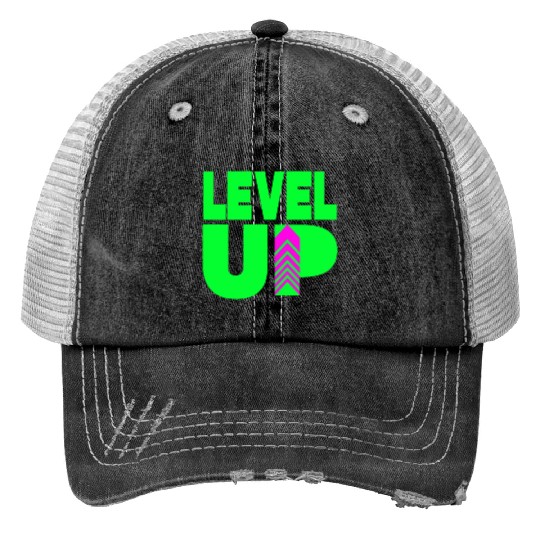 Level Up Neon Green Trucker Hats