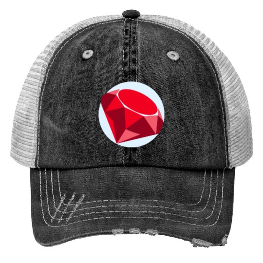 Elegant Ruby Geometric Pattern Trucker Hats