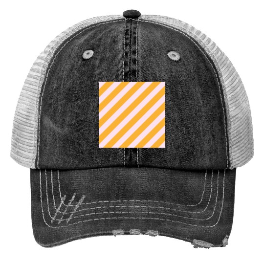 Stripes Rose Yellow Trucker Hats
