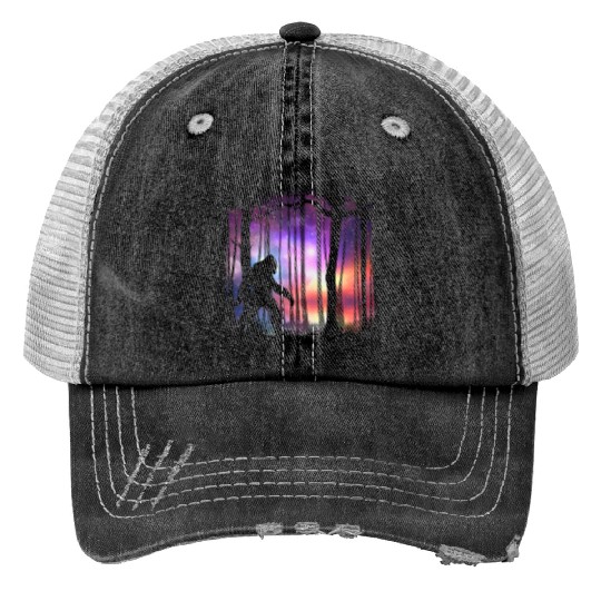 Bigfoot Northern Lights - Space Galaxy Aurora Trucker Hats