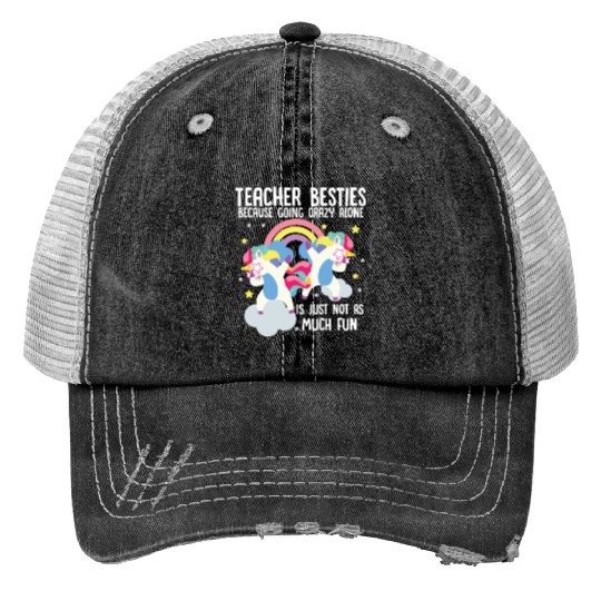 Funny Teacher Besties Goin Crazy Preschool Teacher Trucker Hats