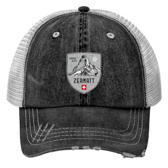 Zermatt Switzerland Emblem Trucker Hats