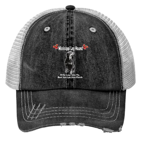 Mississippi Leg Hound Let Him Finish Christmas Trucker Hats