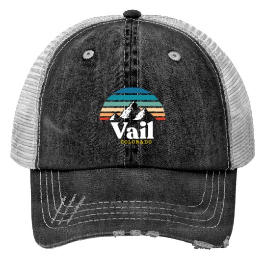 Vail Colorado Usa Ski Resort 1980S Retro Gift Trucker Hats