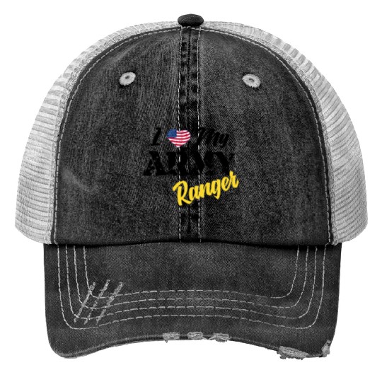Proud US Army Ranger American Military Family Flag Trucker Hats