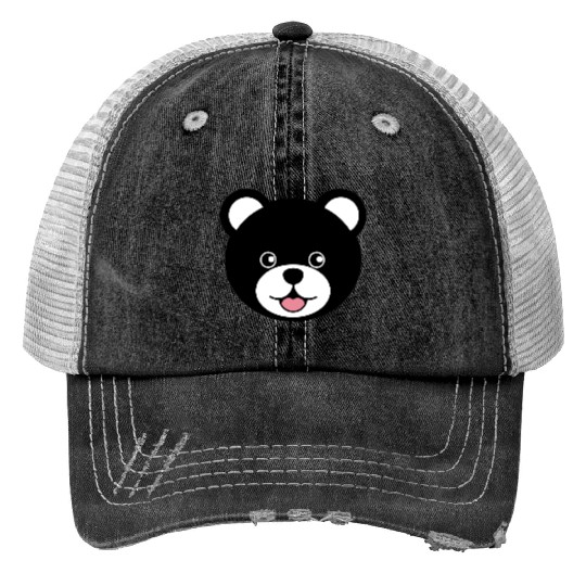 Cute Black Teddy Bear Face Trucker Hats