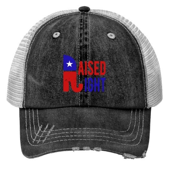 Raised Right Proud Republican Elephant Logo Usa Trucker Hats
