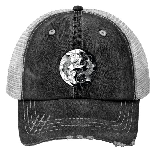 Koi yin yang japanese fish chinese symbol Trucker Hats