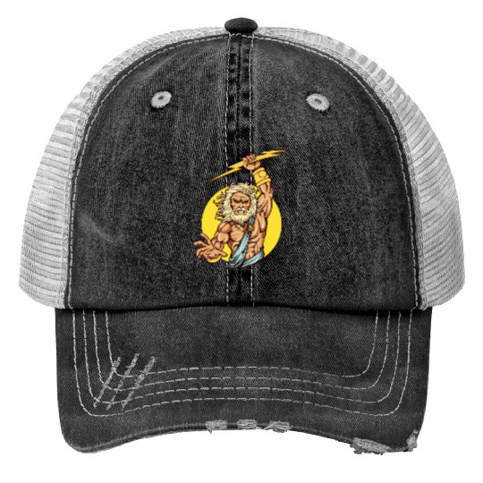 Comic - God Zeus Lightning - bright Trucker Hats