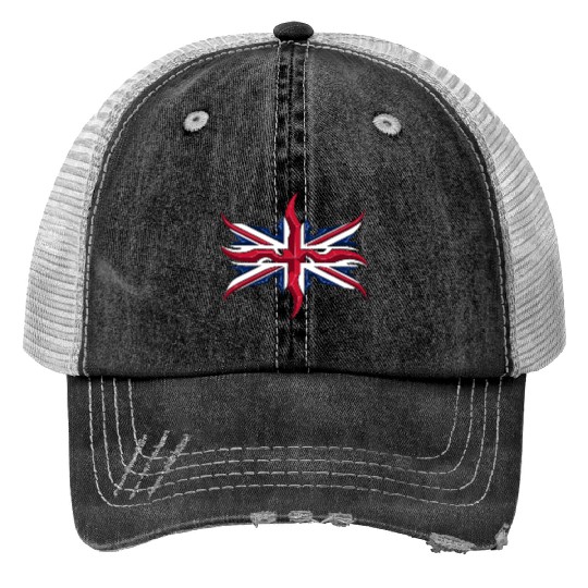 Union Jack British Flag Resistance Style Trucker Hats