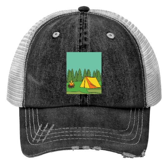 Camping Nature Vintage Trucker Hats