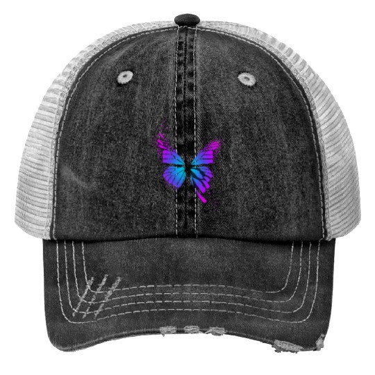Bright neon butterfly Trucker Hats