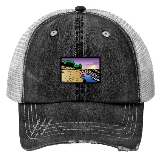 Purple Twilight Indiana Dunes Poster Trucker Hats