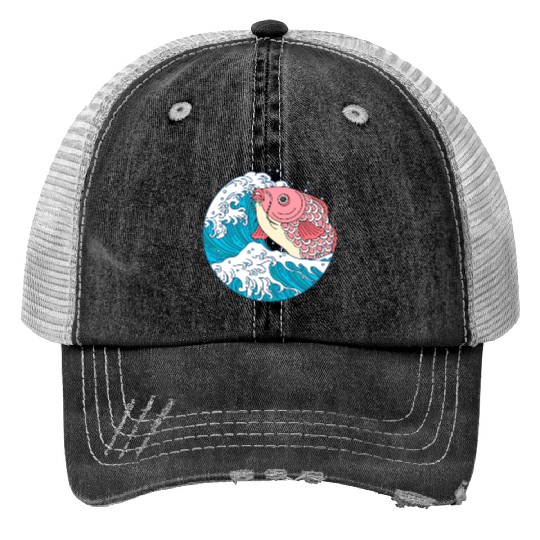 Japanese Koi Fish Great Kanagawa Wave Trucker Hats