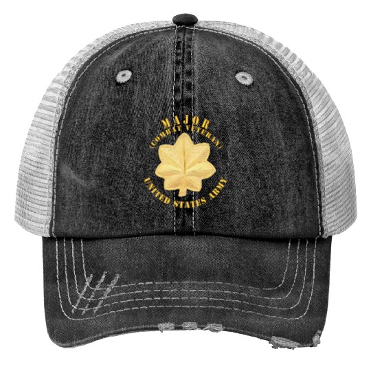 Army Major MAJ Combat Veteran V1 Trucker Hats
