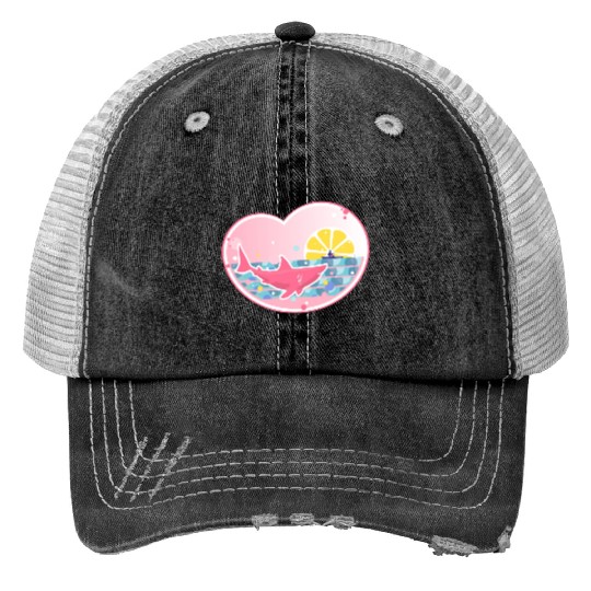 Angler and shark. Trucker Hats