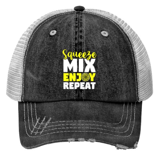 Squeeze Mix Enjoy Repeat Lemon Juice Boss Trucker Hats