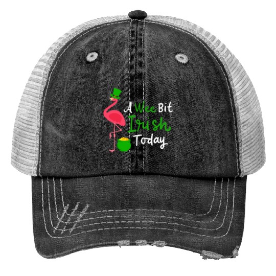 A Wee Bit Irish Today St. Patrick's Day Flamingo Trucker Hats