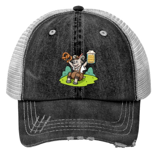Goat Beer Pretzel Bavarian Leather Trousers Beer Trucker Hats