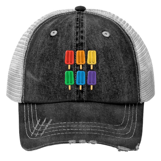 LGBT Flag Popsicles 4th of July Gay Subtle Pride Trucker Hats