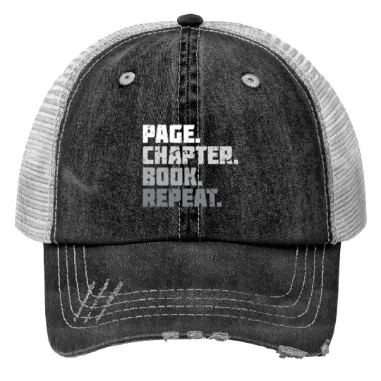 Page Chapter Book Lover Reading Trucker Hats