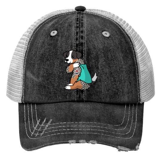 I Love Dad Australian Shepherd Trucker Hats