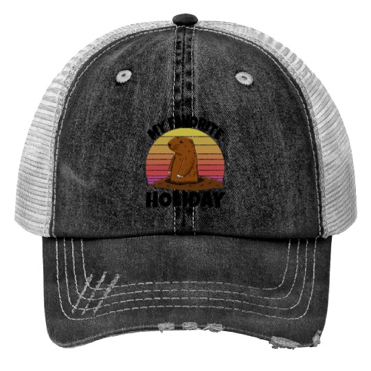 My Favourite Holiday Groundhog Trucker Hats