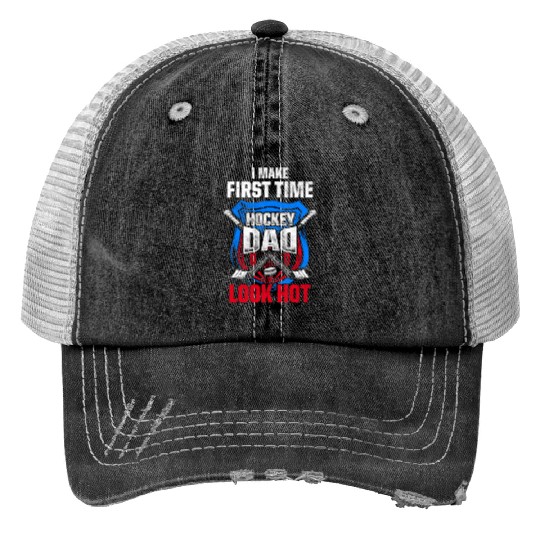 Mens New First Time Dad to Be Beat Hockey Daddy Trucker Hats