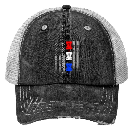 Red White and Blue Disc Golf Flag Trucker Hats