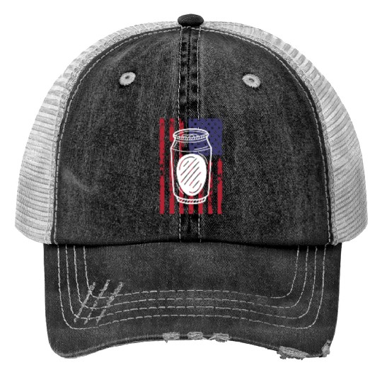 funny patriotic mullet beer 4th of july summer Trucker Hats
