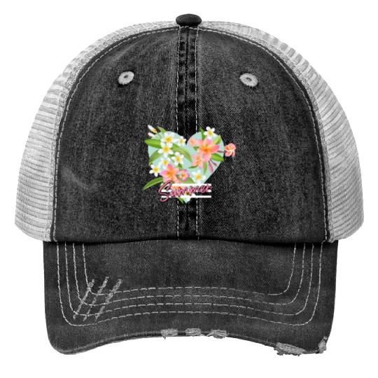 Hibiscus Heart Trucker Hats