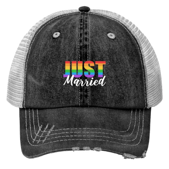 Just Married LGBTQ LGBTQ Gift Trucker Hats