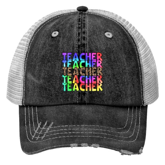 Teacher, colorful. Leopard Trucker Hats