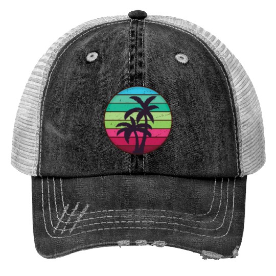 Palm Tree Tropical Beach Trucker Hats