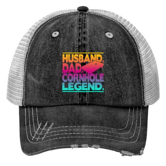 Husband Dad Cornhole Legend Classic Trucker Hats