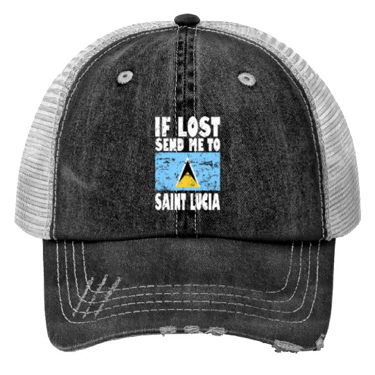 Saint Lucia Flag Saying Trucker Hats