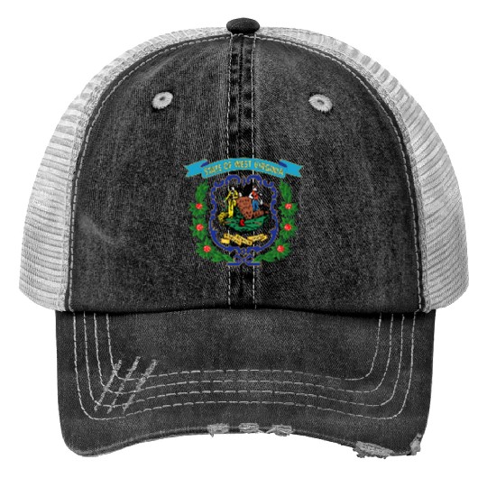 Govt West Virginia 1863 Blue Gold X 300 Trucker Hats