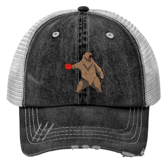 Disc Golf Grizzly Brown Bear Trucker Hats