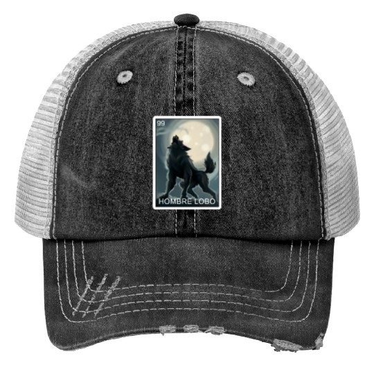 Hombre Lobo Werewolf Card Mexican Lottery Trucker Hats